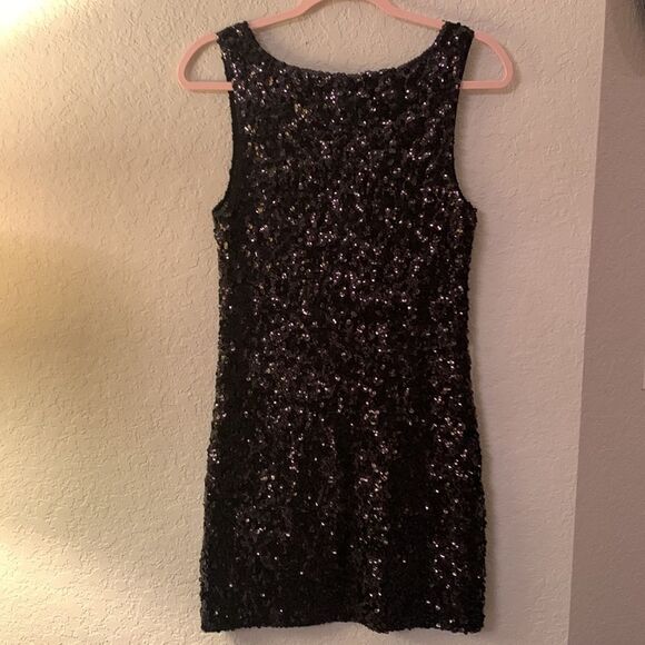 Amber Blue Black Sequins Mini Dress Size L - Picture 2 of 7